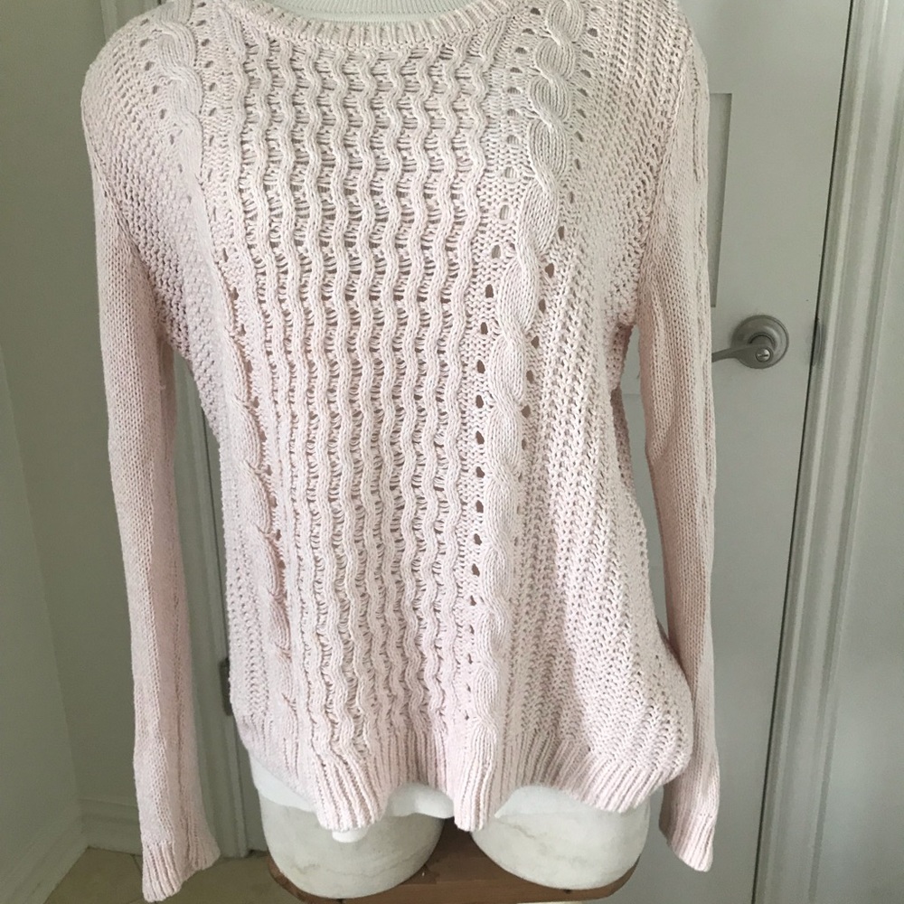 Pink Fisherman Cable Sweater.